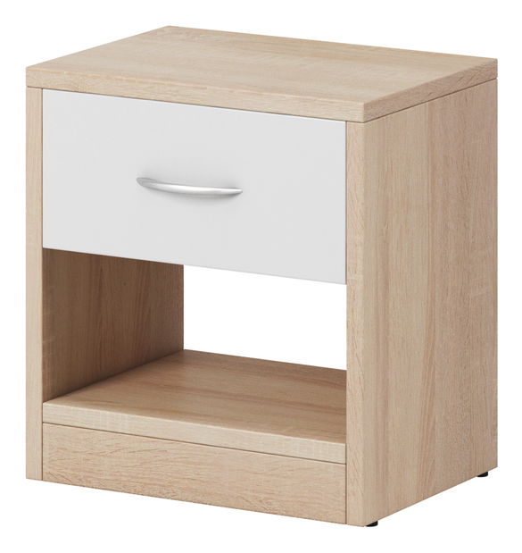 Noční stolek Nanci 1S (dub sonoma + bílá)