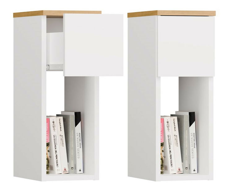 Noční stolek Gustaban 1 (bílá + dub artisan)