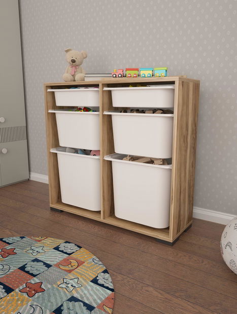 Organizér na hračky Dremonka 5 (ořech + bílá)