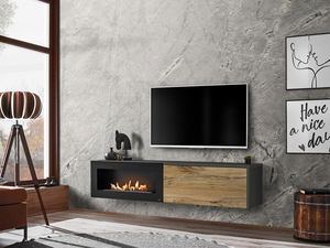 Tv stolek/skříňka Dalton (antracit + dub flagstaff) (s bio krbem)