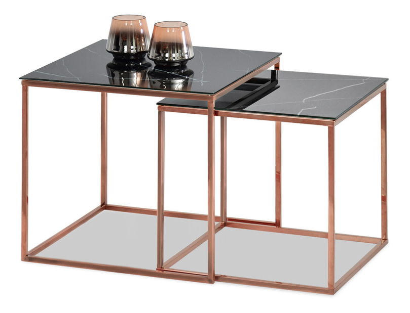 Konferenční stolek Prana Law (černý mramor + měděná)