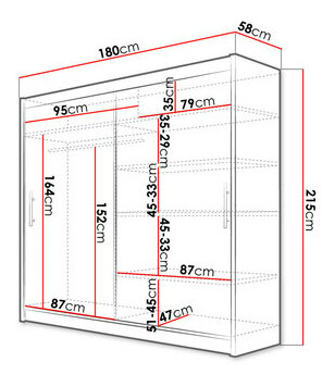 Skříň Lena I 180 (černá) (osvětlení LED RGB barevné)