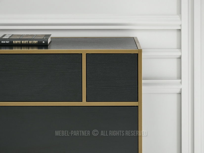 Komoda Soren Kom (černé dřevo + zlatá)