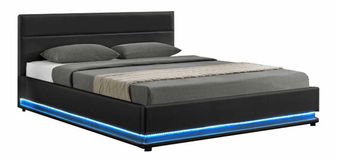 Manželská postel 180 cm Baella (s roštem, osvětlením a úl. prostorem)