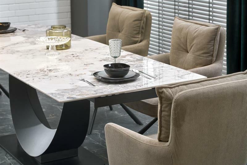 Jídelní stůl Giacomo (zelený mramor + černá) (pro 4 osoby)