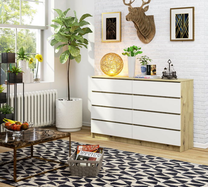 Komoda Koa IV (dub artisan + bílá)