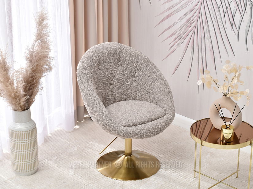 Křeslo Lush 3 (béžová + zlatá)