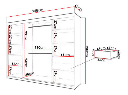 Šatní skříň Reforzarlas (černá + dub artisan)