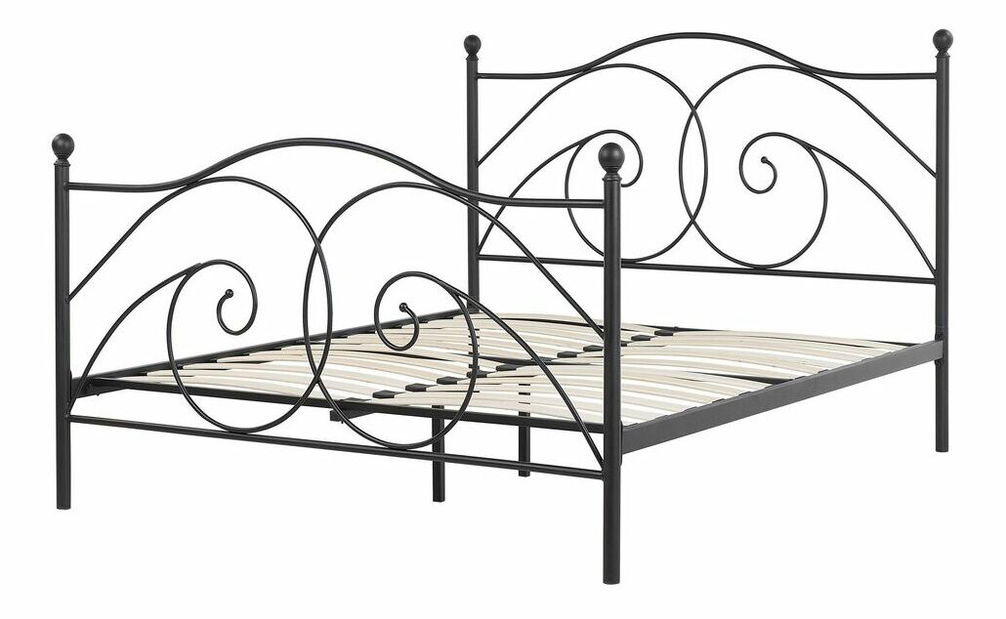 Manželská postel 140 cm DIROU (s roštem) (černá)