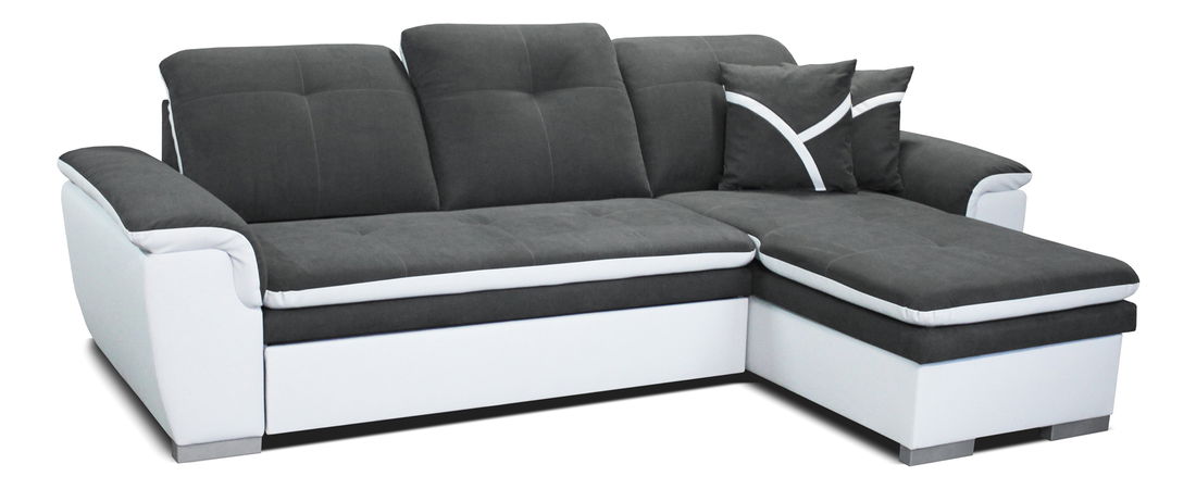Rohová sedací souprava Estevan 2F+L (tmavě šedá + bílá) (P)