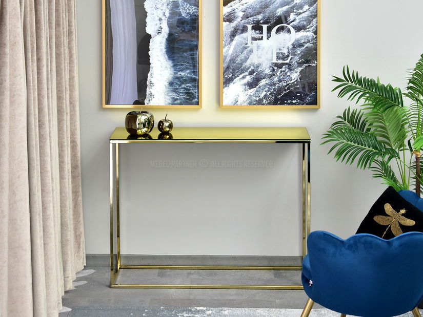 Konzolový stolek Bella Kons (zlatá + zlatá)