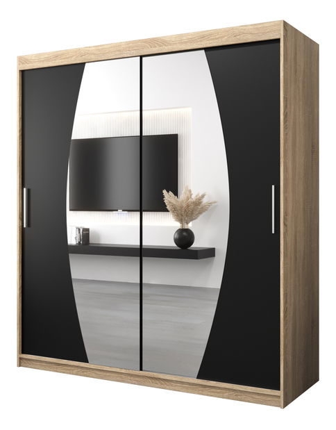 Šatní skříň 180 cm Eclipse (dub sonoma + černá matná)