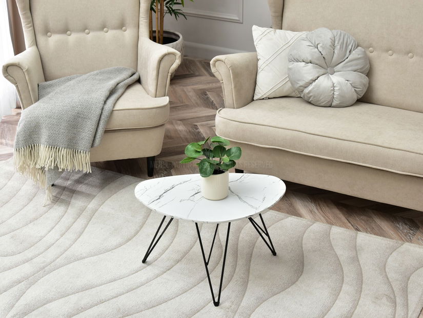 Konferenční stolek Rave S (bílý mramor + černá)