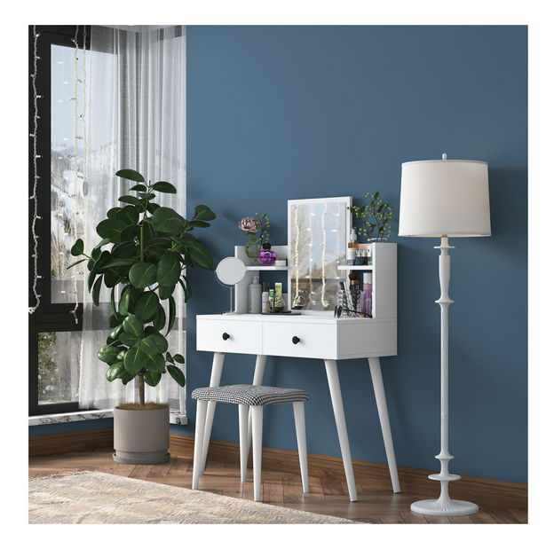 Toaletní stolek s taburetkou Blake 102 (bílá)