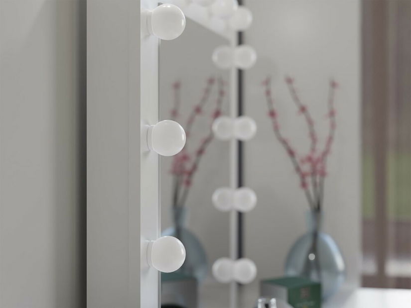 Toaletní stolek Micras 3 (bílá matná) (se zrcadlem) (s LED osvětlením)