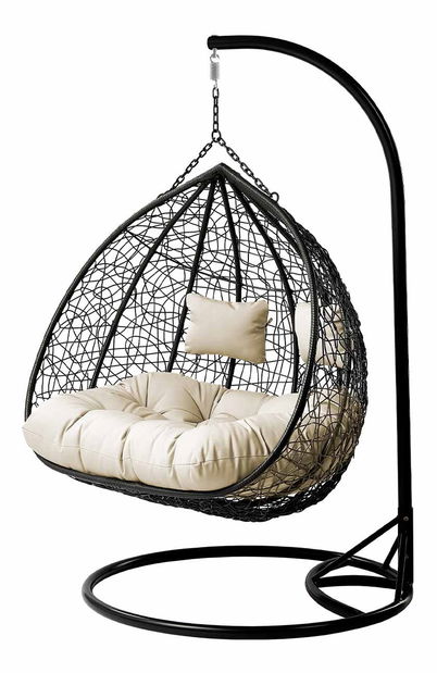 Závěsné křeslo Loma (černá + krémová)