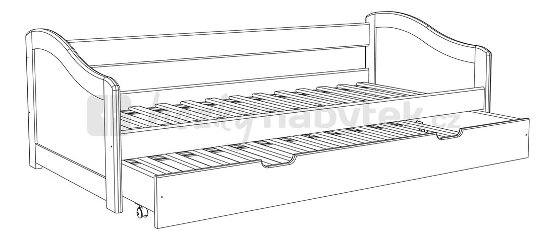 Rozkládací postel 90 cm Laila (masiv, se dvěma rošty)