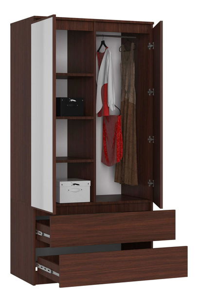 Šatní skříň Safwan II (wenge) (se zrcadlem)