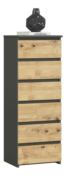 Komoda Cipriano IV (grafit šedý + dub artisan)