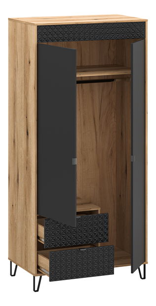 Šatní skříň Botones 1 (dub evoke + černá)