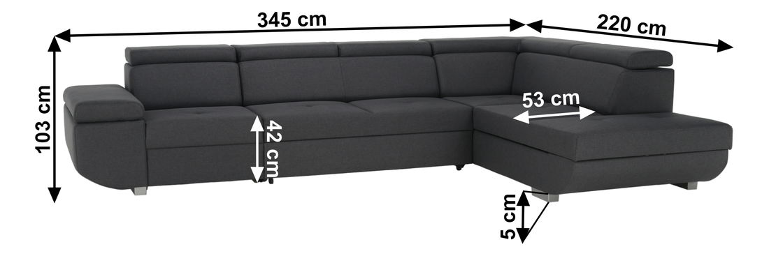 Rohová sedačka Meven (tmavě šedá) (P)