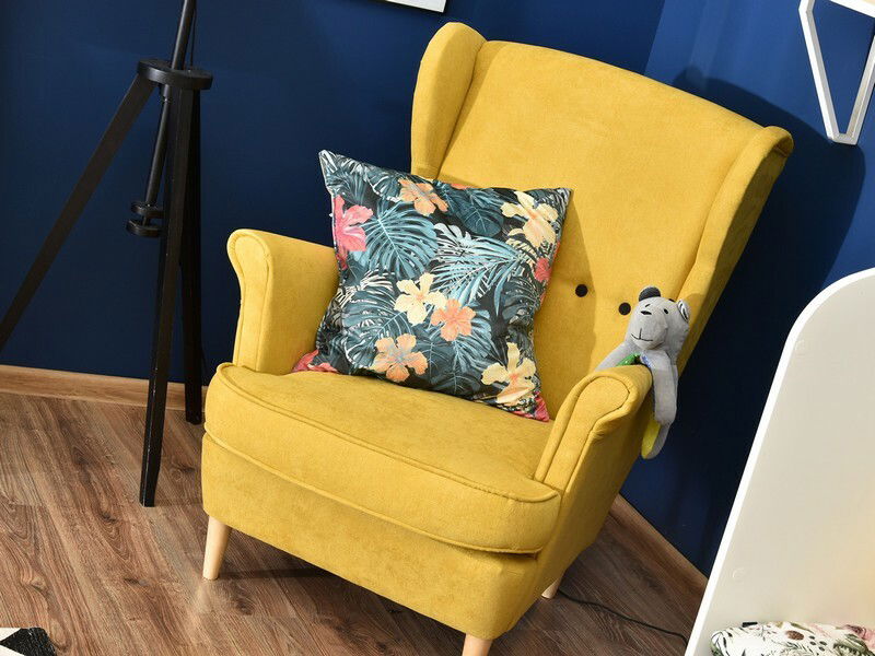 Relaxační křeslo Margis (žlutá + buk)