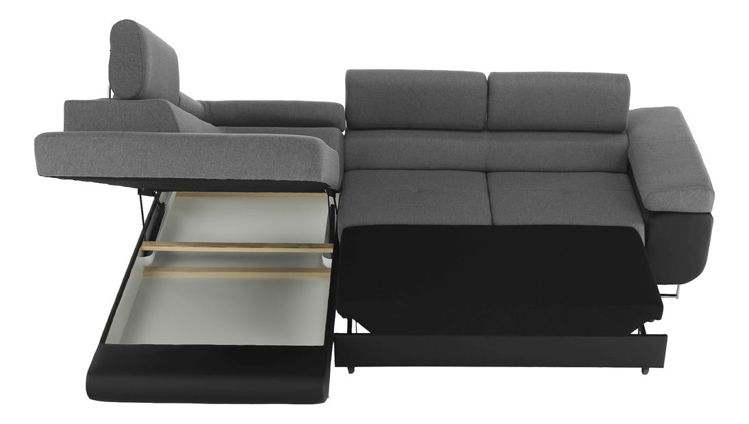 Rohová sedací souprava Geller (P) (černá + šedá)