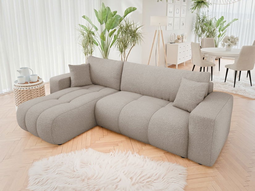 Rohová sedačka Lorew (hnědá) (s úl. prostorem)