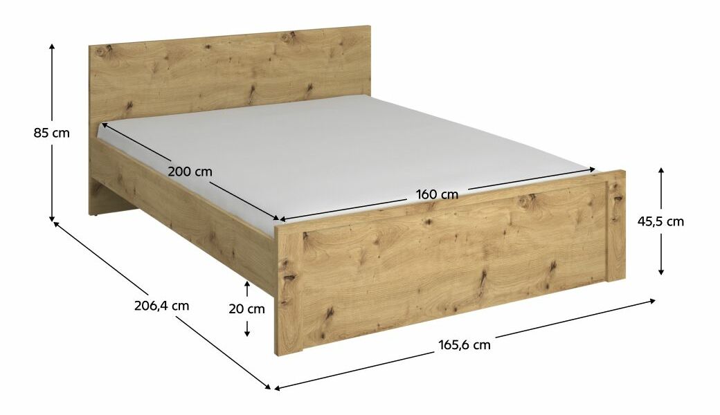 Manželská postel 160 DORIS (dub artisan)