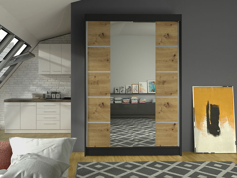 Šatníková skříň Lawana 5 (černá + artisan)