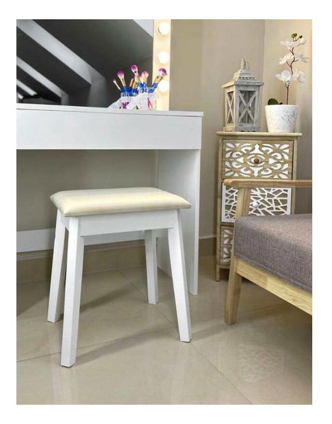 Taburetka Retro (bílá + béžová)