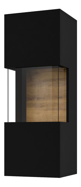 Vitrína na stěnu Avernic Typ 07 (onyx černá + dub wotan)