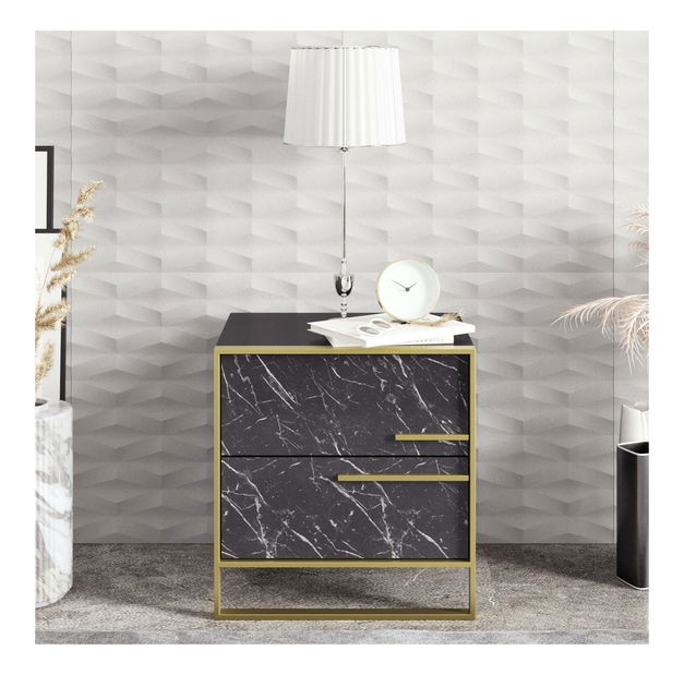 Noční stolek Poppy 3 (zlatá + černá)