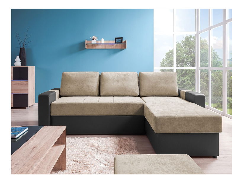 Rohová sedací souprava Niegan (bílá + béžová)