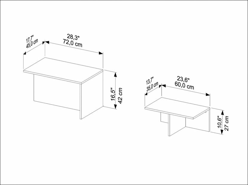 Set konferenčních stolků Twixie (travertin)