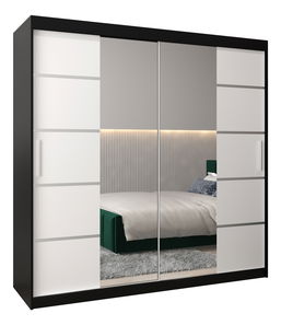 Šatní skříň 200 cm Verika 4 200 (černá + bílá)