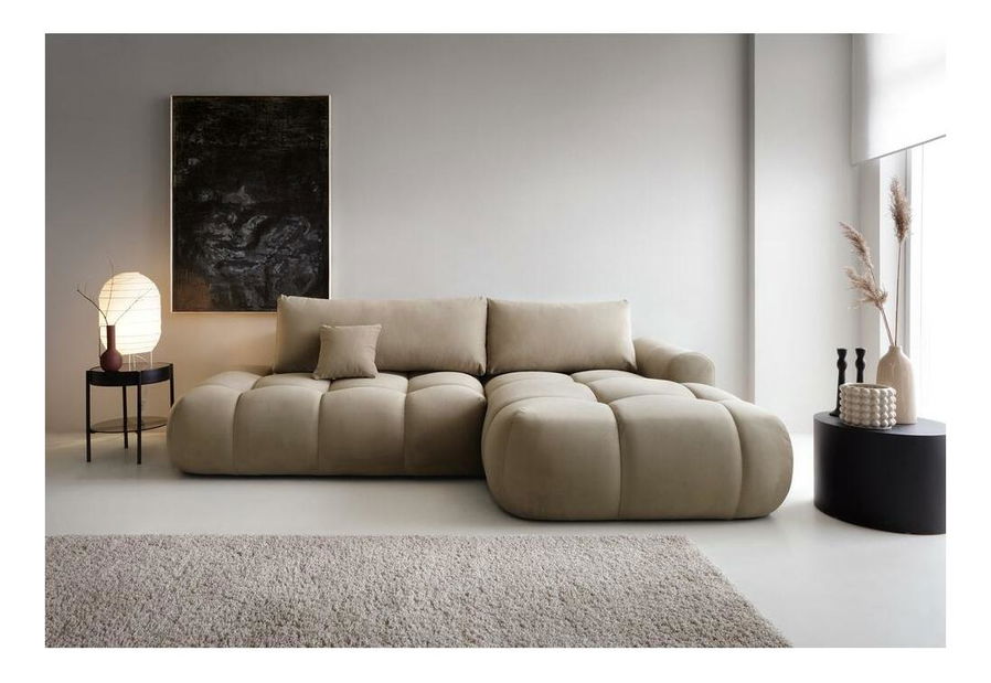 Rohová sedací souprava Ombre (P) (béžová + černá)