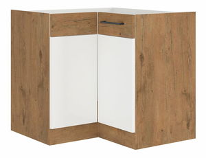 Rohová dolní kuchyňská skříňka Virion 90 x 90 ND 2F BB (dub lancelot + lesk bílý)