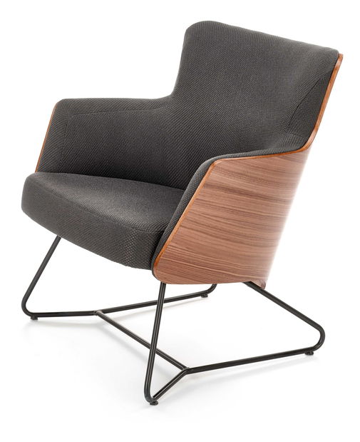 Relaxační křeslo Chaya (tmavě šedá + ořech americký + černá)