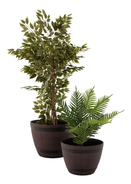 Plastový květináč Montreal Typ 1 (hnědý + vzor dřevo)