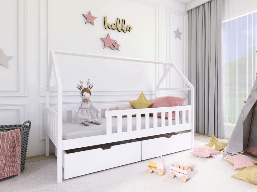 Dětská postel 90 x 200 Donnira (s roštem) (bílá)