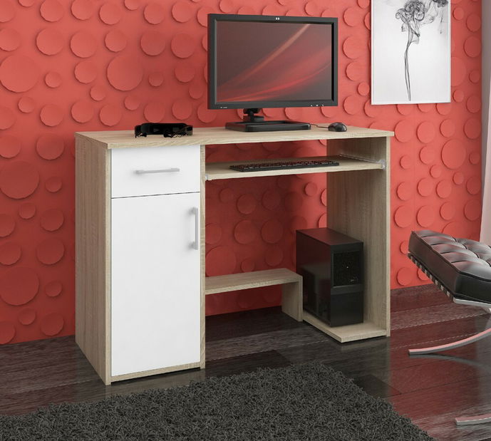 PC stůl Jocosa (dub sonoma + bílá)