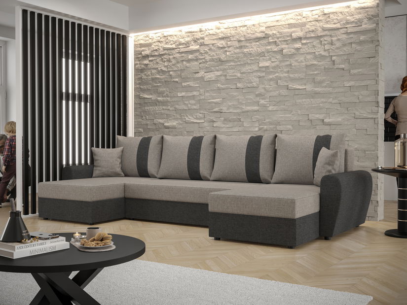 Rohová sedací souprava U Daven U (černá + šedá)