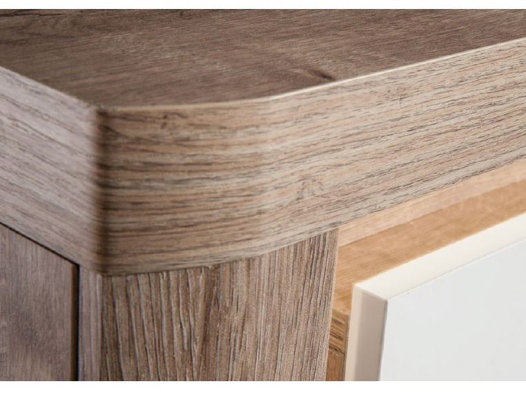 Vitrína Livia 05 (s LED osvětlením) (dub ribbeck + bílý lesk)