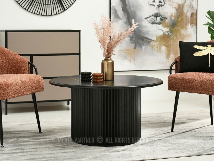 Konferenční stolek Dolfy (černý mramor + černá) *bazar