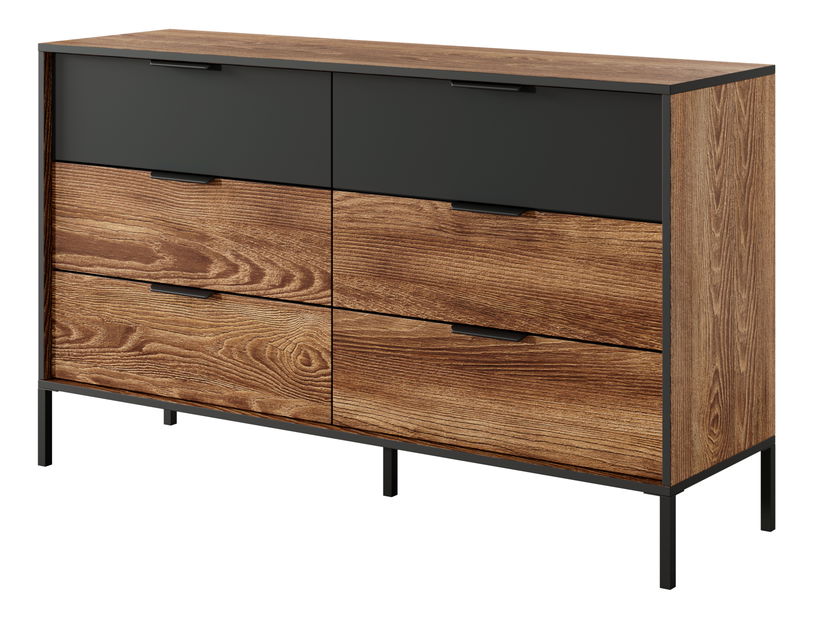 Komoda Milty (dub baltic + černá)