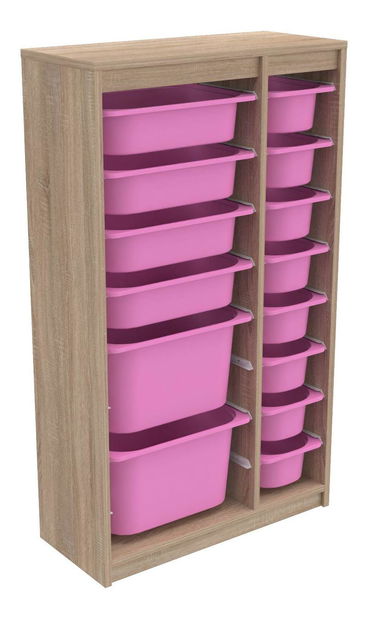 Organizér na hračky Dremonka 6 (dub sonoma + růžová)
