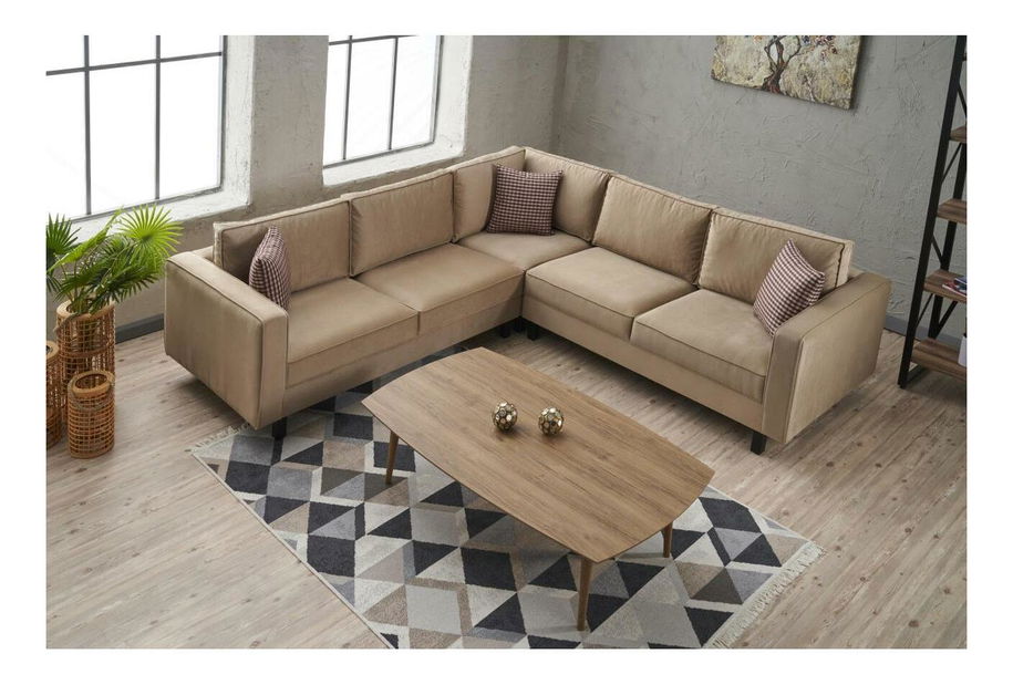 Rohová sedačka Kalen 2 (krémová + černá)