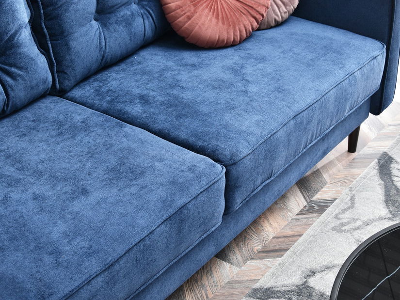 Pohovka dvousedačka Legacion (tmavě modrá + ořech)