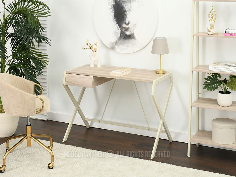 PC stolek Desiguo (popelaváo béžová + krémová)